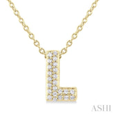 1/20 ctw Initial 'L' Round Cut Diamond Fashion Pendant With Chain in 10K Yellow Gold